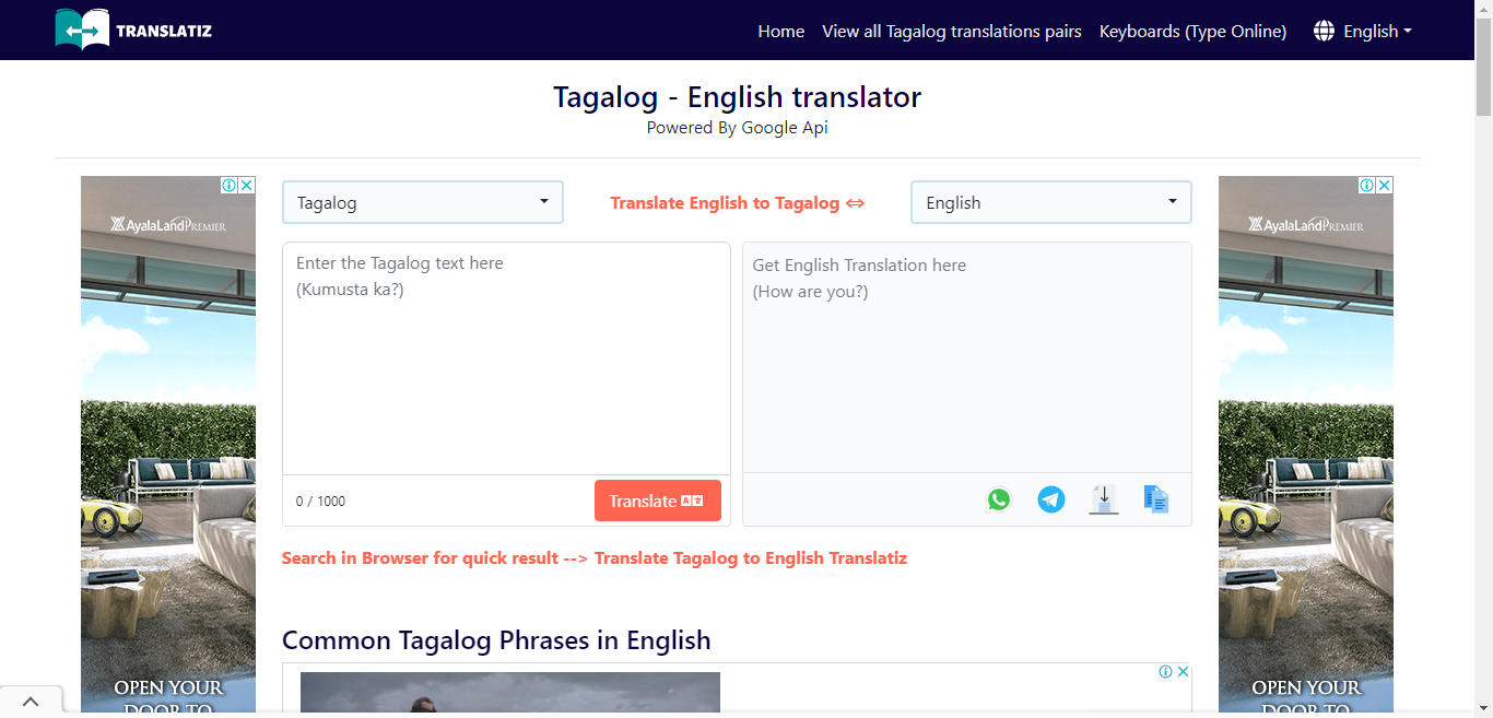 tagalog to english grammar translation essay